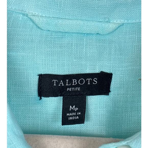 Talbots Women’s M Petite Blue White Ombre Linen Long Sleeve Button Down Shirt - Picture 4 of 7